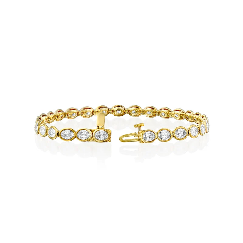 Oval Cut Diamond Bezel-Set Tennis Bracelet