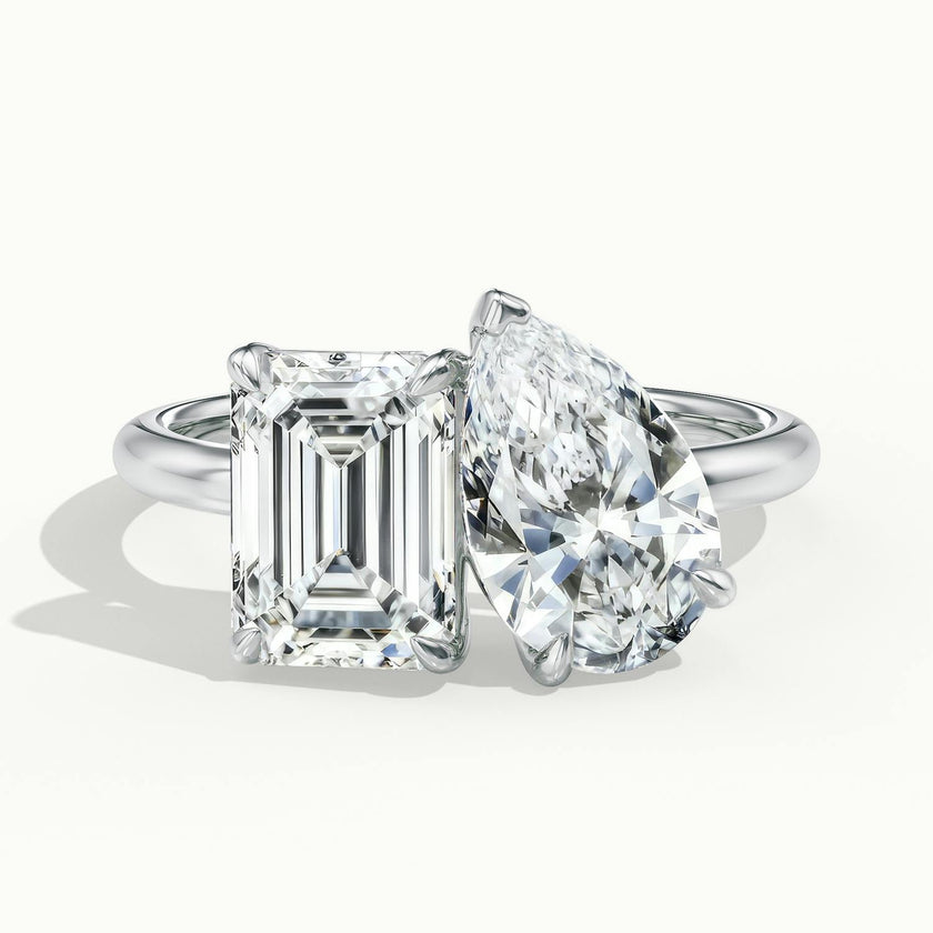 Monaco Emerald & Pear Toi et Moi Engagement Ring