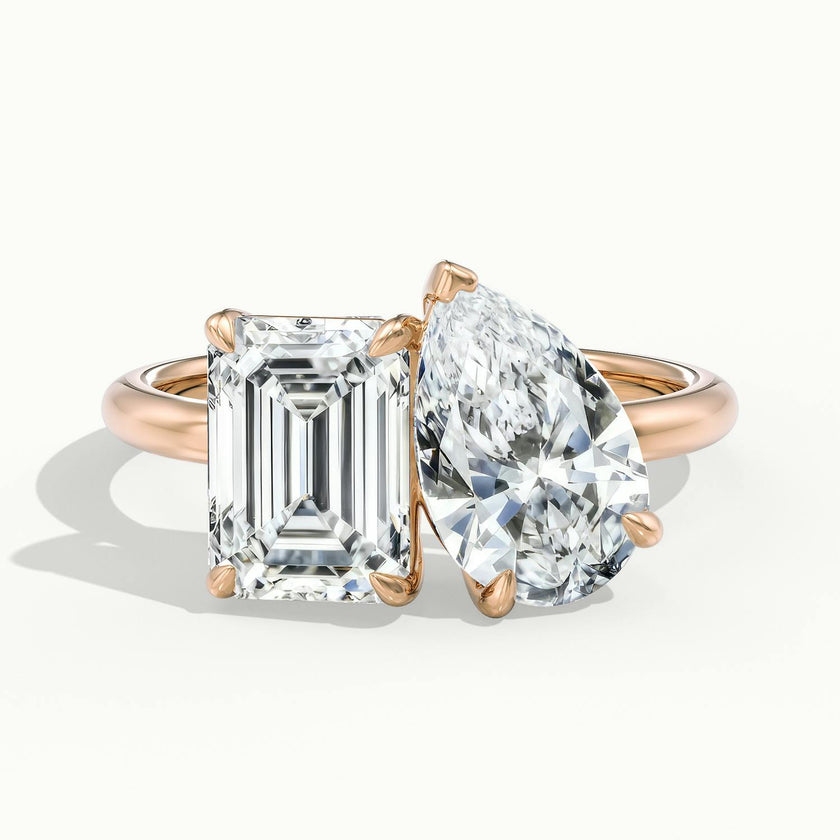 Monaco Emerald & Pear Toi et Moi Engagement Ring