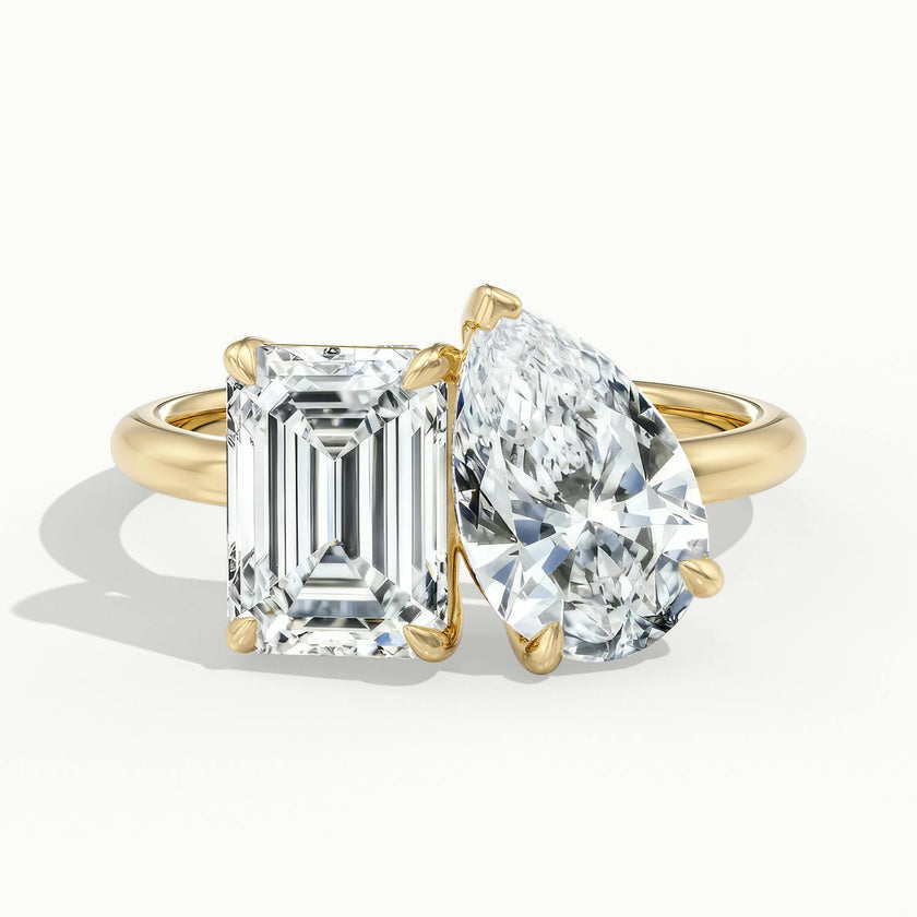 Monaco Emerald & Pear Toi et Moi Engagement Ring