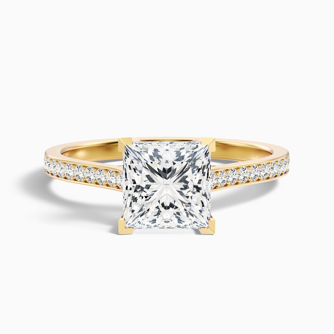 Maya Princess Cut Side Stone Pave Lab Grown Diamond Ring