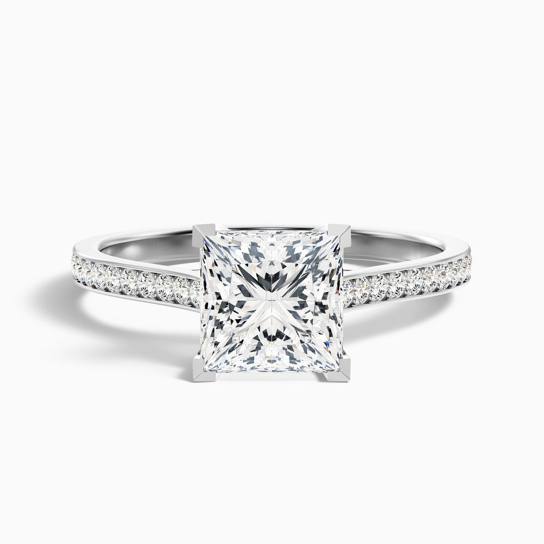 Maya Princess Cut Side Stone Pave Lab Grown Diamond Ring