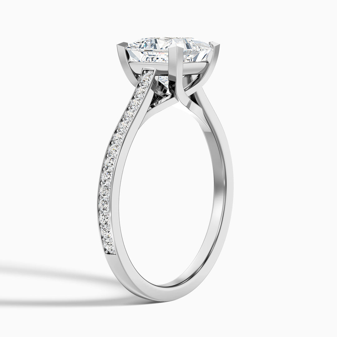 Maya Princess Cut Side Stone Pave Lab Grown Diamond Ring