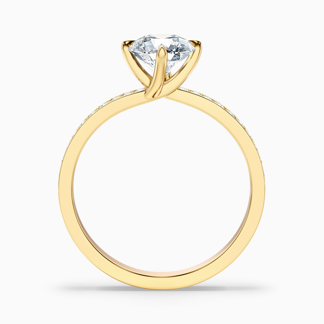 Tulip Round Side Stone Pave Lab Grown Diamond Ring