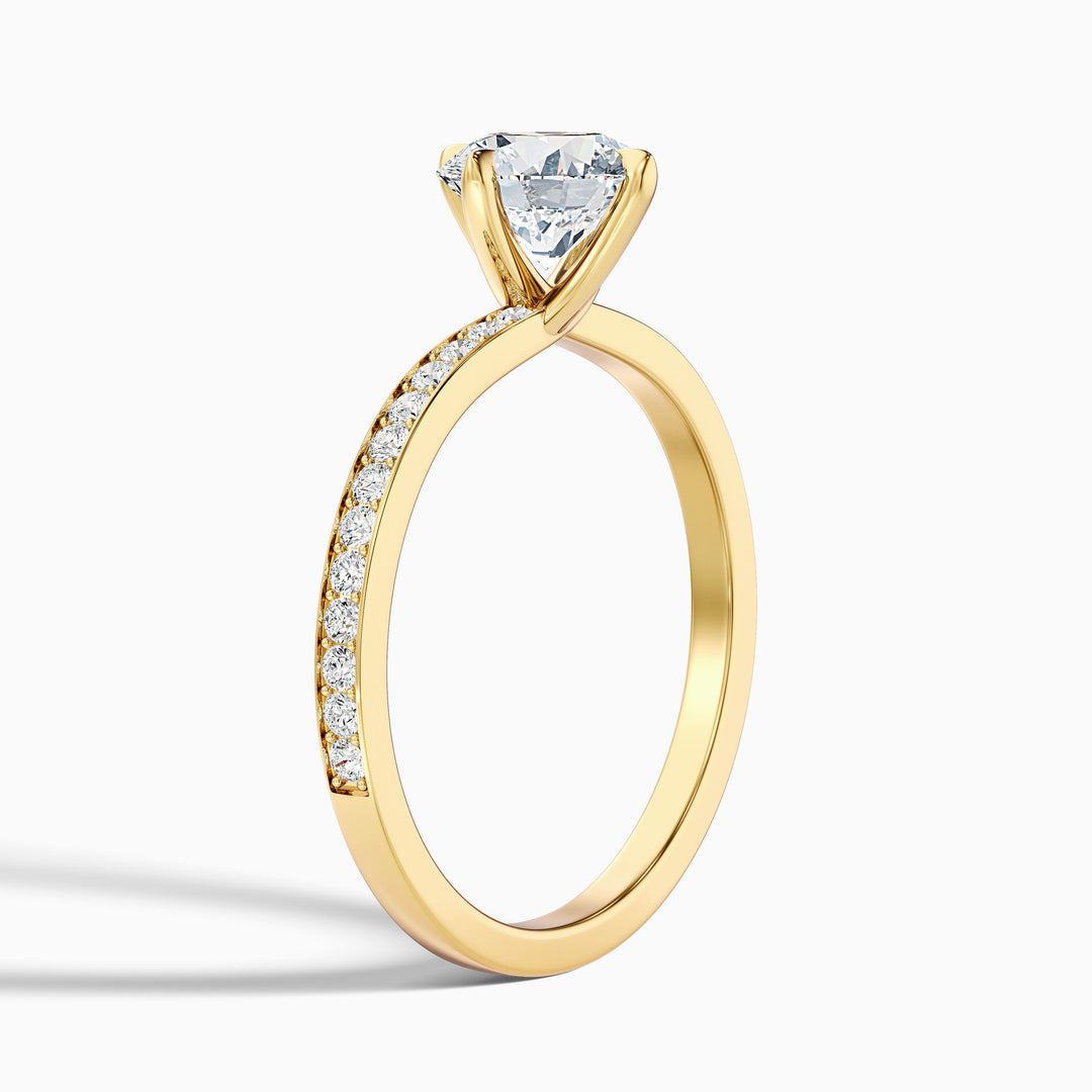 Tulip Round Side Stone Pave Lab Grown Diamond Ring