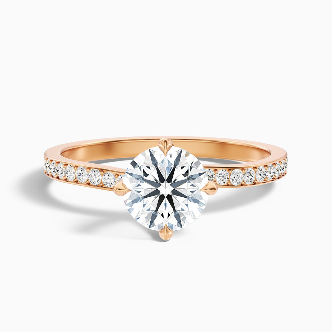Tulip Round Side Stone Pave Lab Grown Diamond Ring