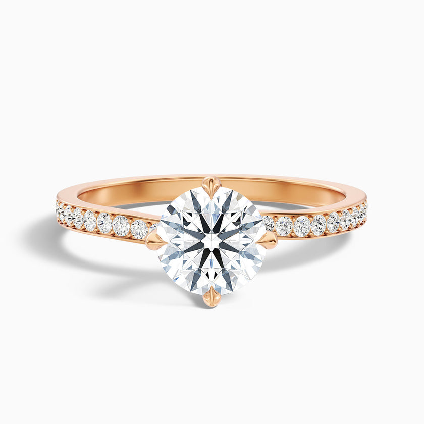 Tulip Round Side Stone Pave Lab Grown Diamond Ring