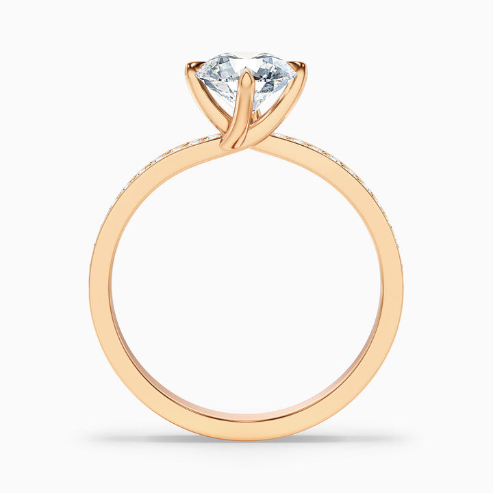 Tulip Round Side Stone Pave Lab Grown Diamond Ring