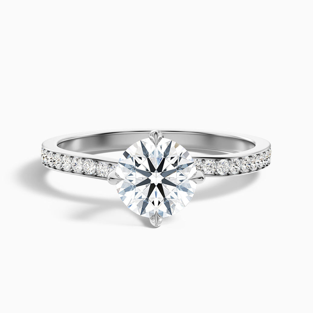 Tulip Round Side Stone Pave Lab Grown Diamond Ring