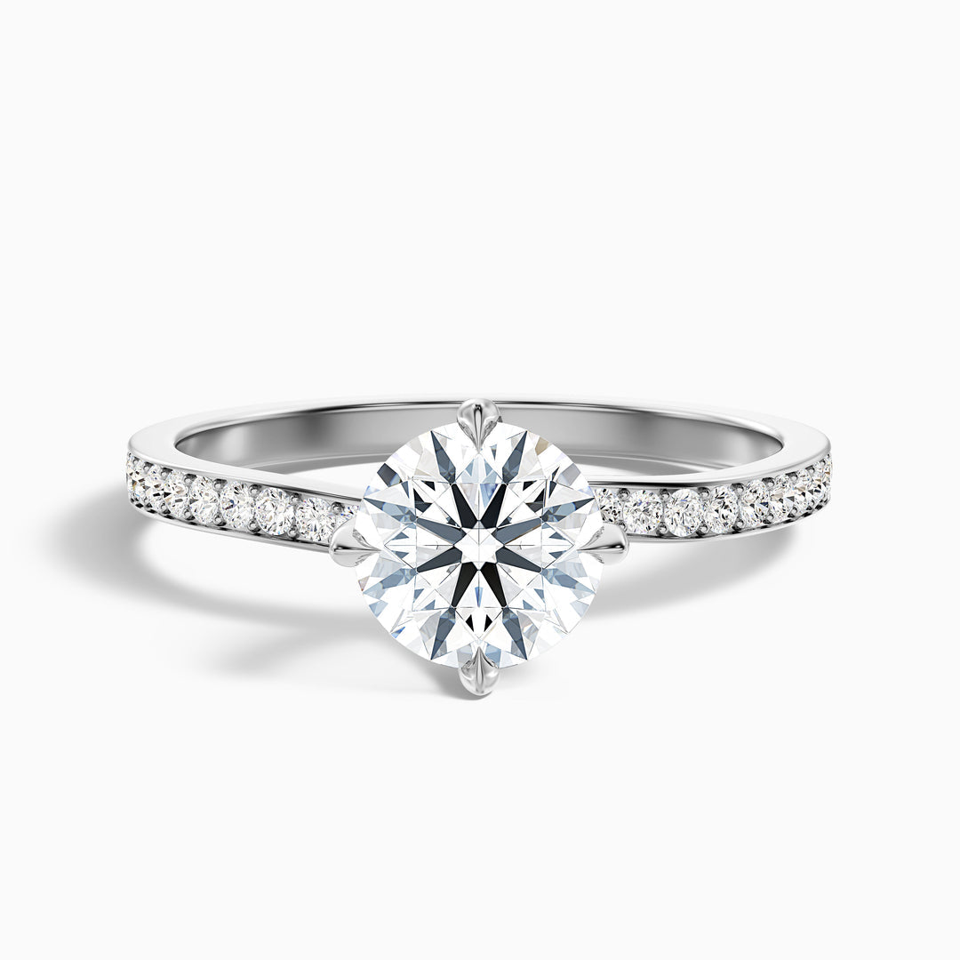 Tulip Round Side Stone Pave Lab Grown Diamond Ring