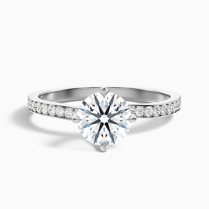 Tulip Round Side Stone Pave Lab Grown Diamond Ring