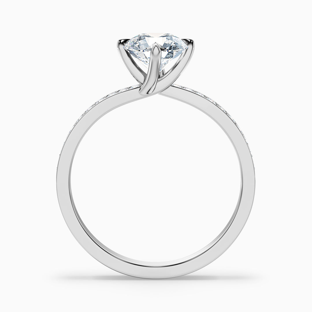 Tulip Round Side Stone Pave Lab Grown Diamond Ring