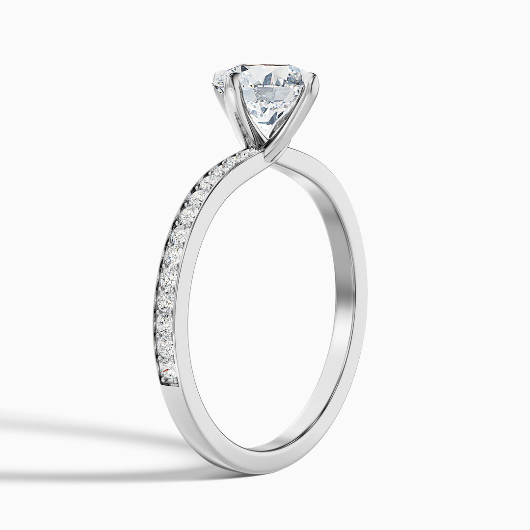 Tulip Round Side Stone Pave Lab Grown Diamond Ring