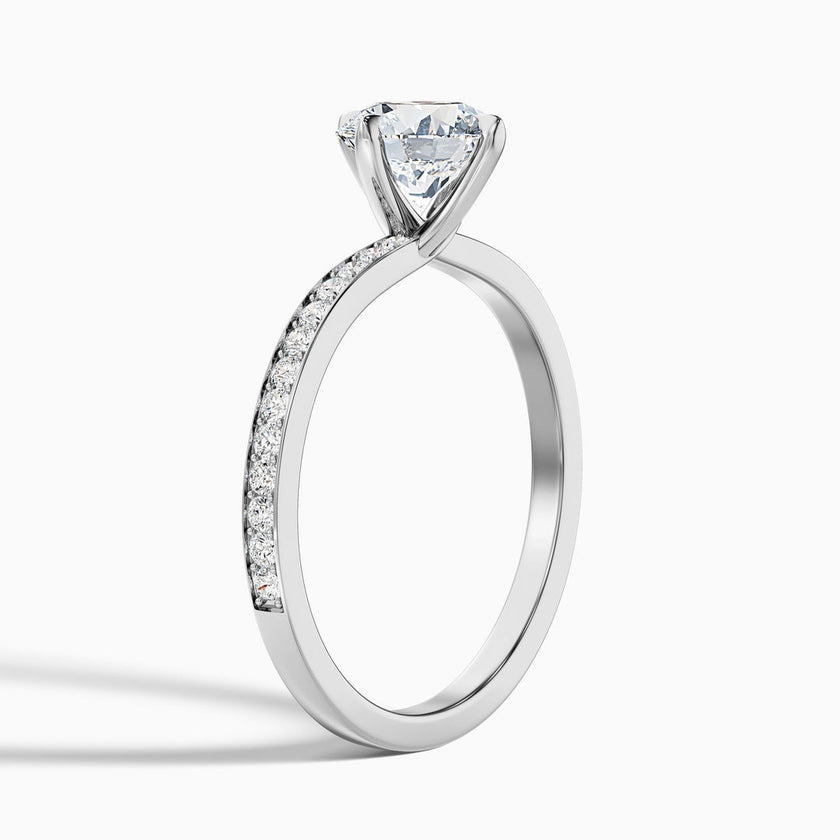 Tulip Round Side Stone Pave Lab Grown Diamond Ring