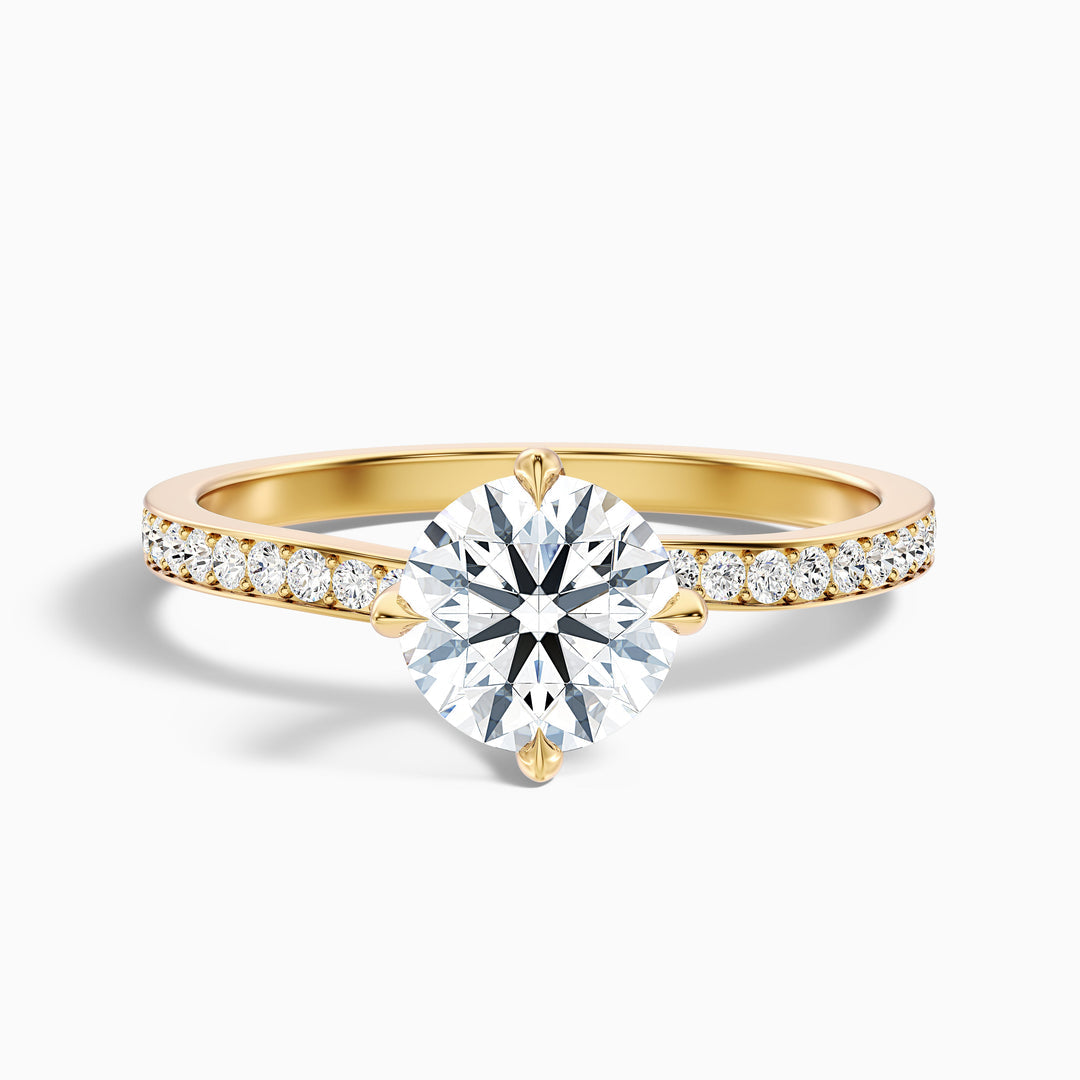 Tulip Round Side Stone Pave Lab Grown Diamond Ring