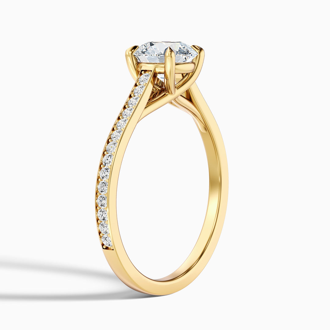 Adriana Round Side Stone Pave Lab Grown Diamond Ring