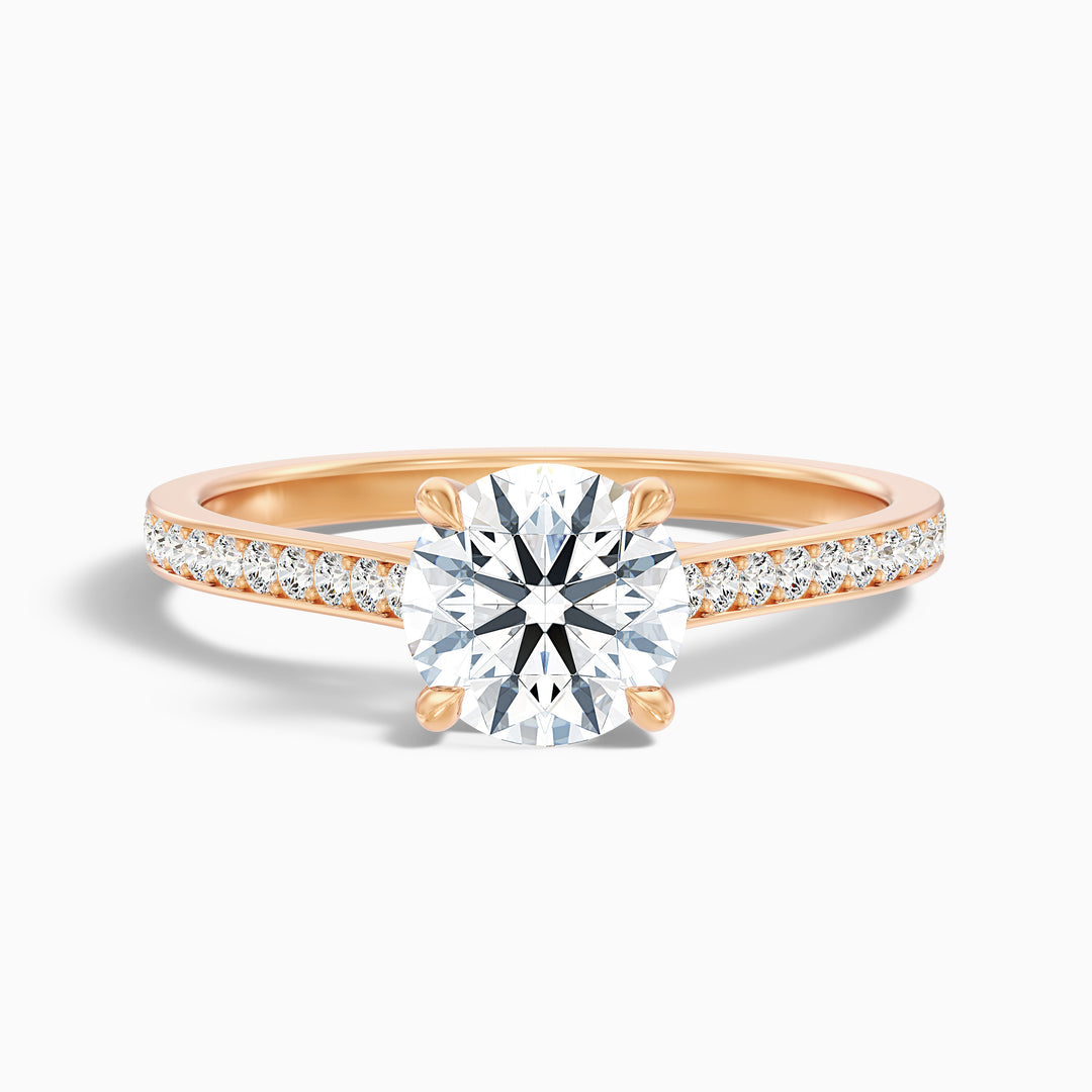 Adriana Round Side Stone Pave Lab Grown Diamond Ring