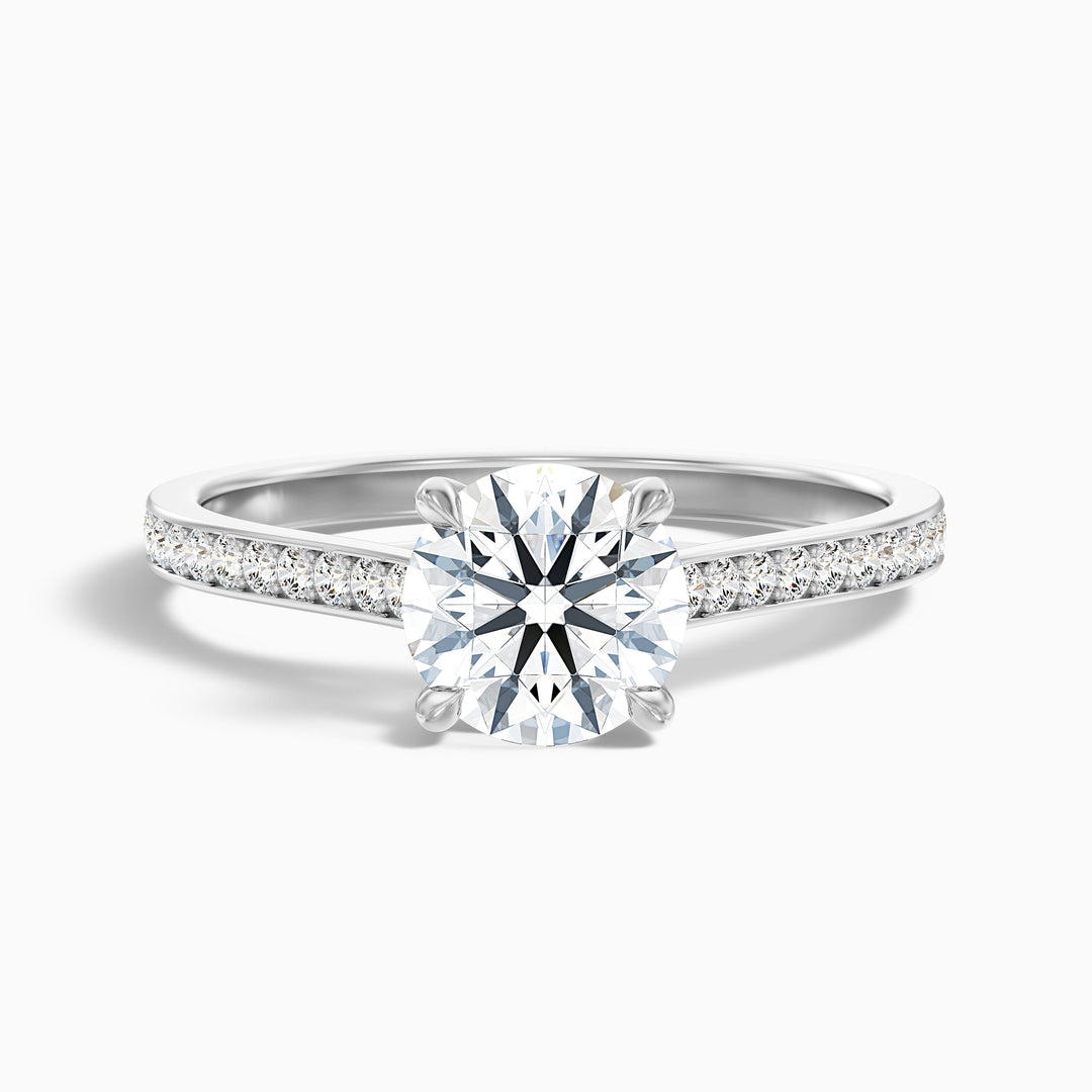 Adriana Round Side Stone Pave Lab Grown Diamond Ring