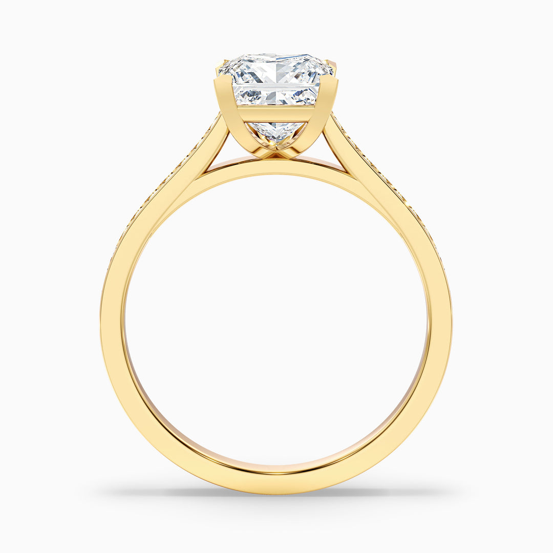 Cairo Princess Cut Side Stone Pave Lab Grown Diamond Ring