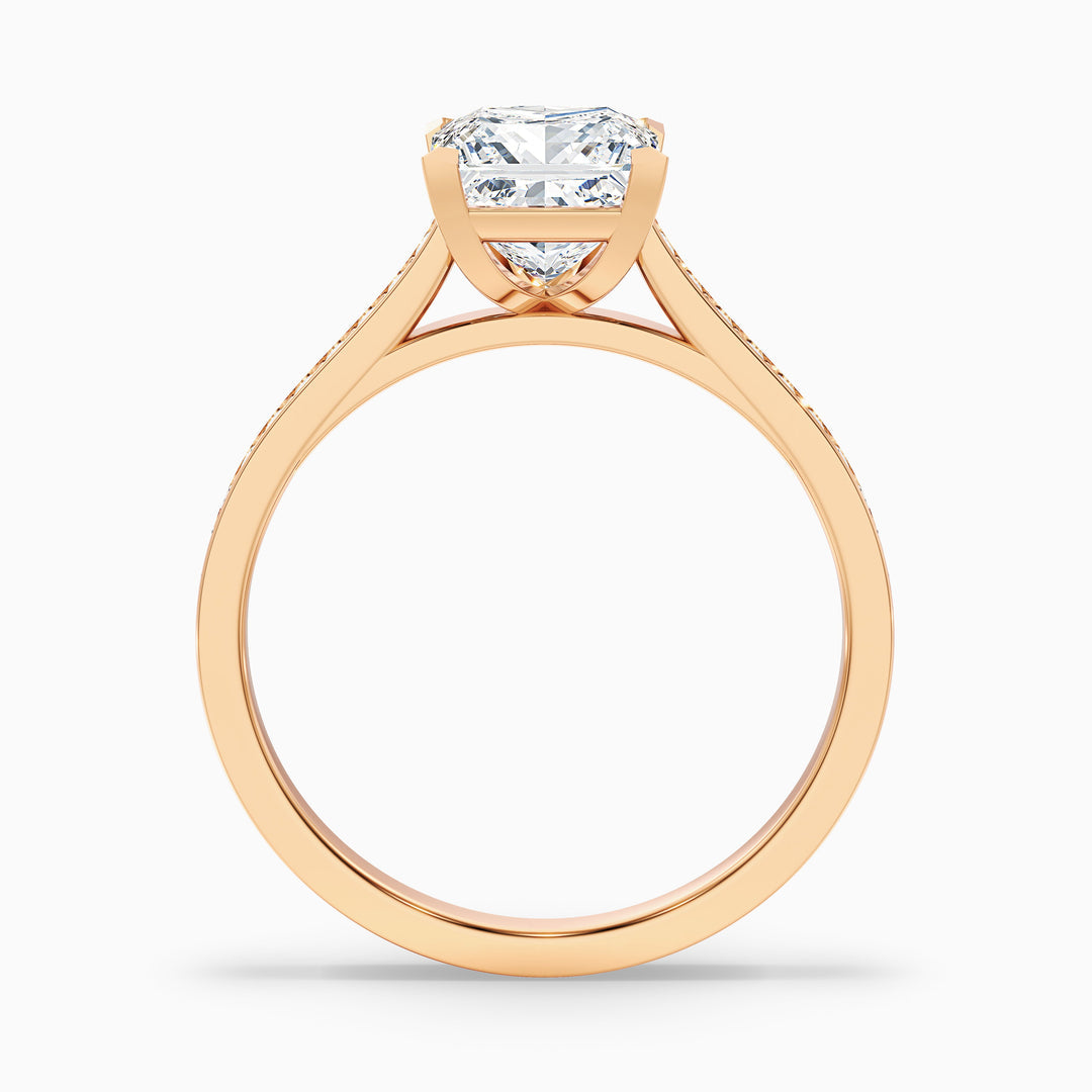 Cairo Princess Cut Side Stone Pave Lab Grown Diamond Ring