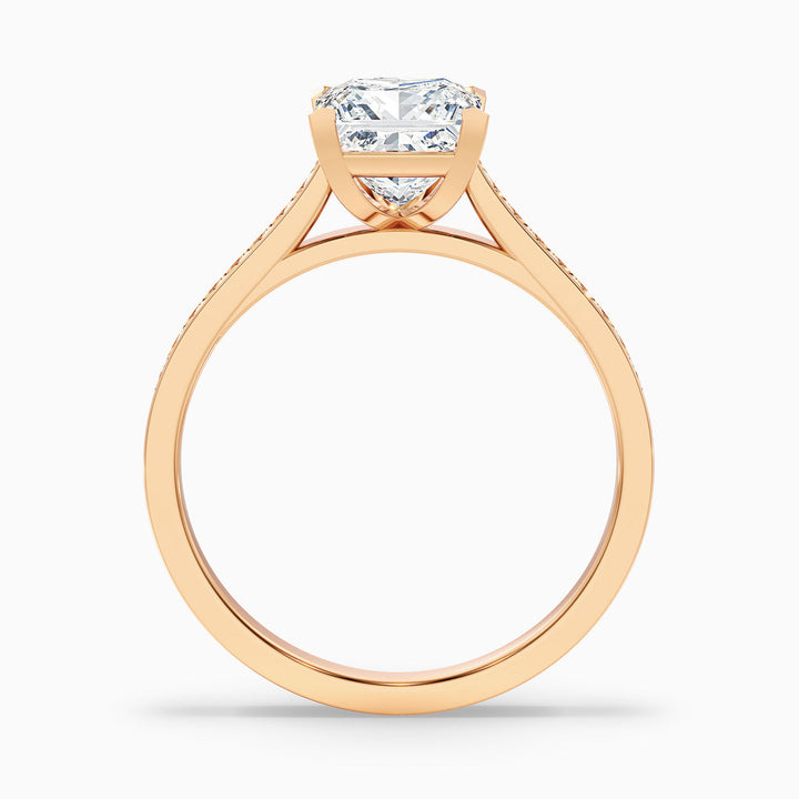 Cairo Princess Cut Side Stone Pave Lab Grown Diamond Ring