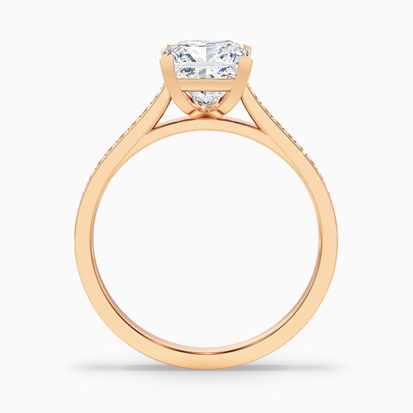 Cairo Princess Cut Side Stone Pave Lab Grown Diamond Ring