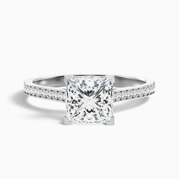 Cairo Princess Cut Side Stone Pave Lab Grown Diamond Ring