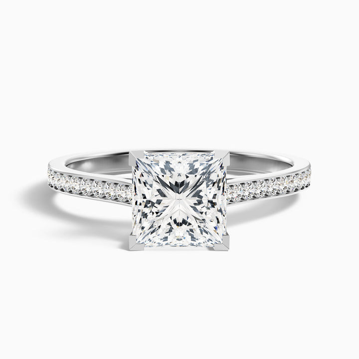 Cairo Princess Cut Side Stone Pave Lab Grown Diamond Ring