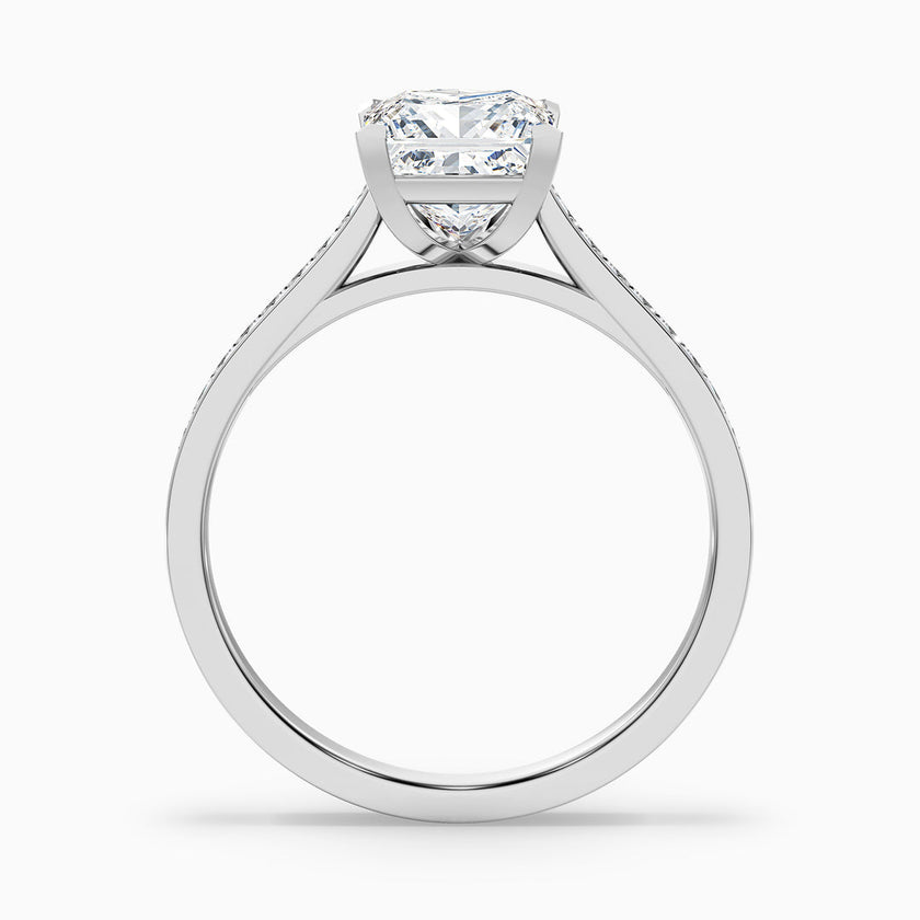Cairo Princess Cut Side Stone Pave Lab Grown Diamond Ring