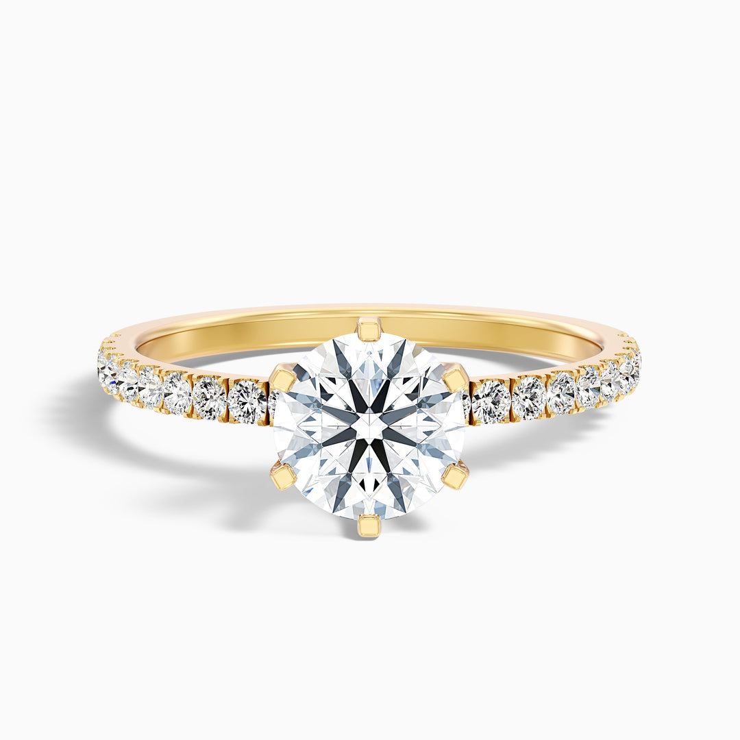 Firefly Round Side Stone Pave Lab Grown Diamond Ring