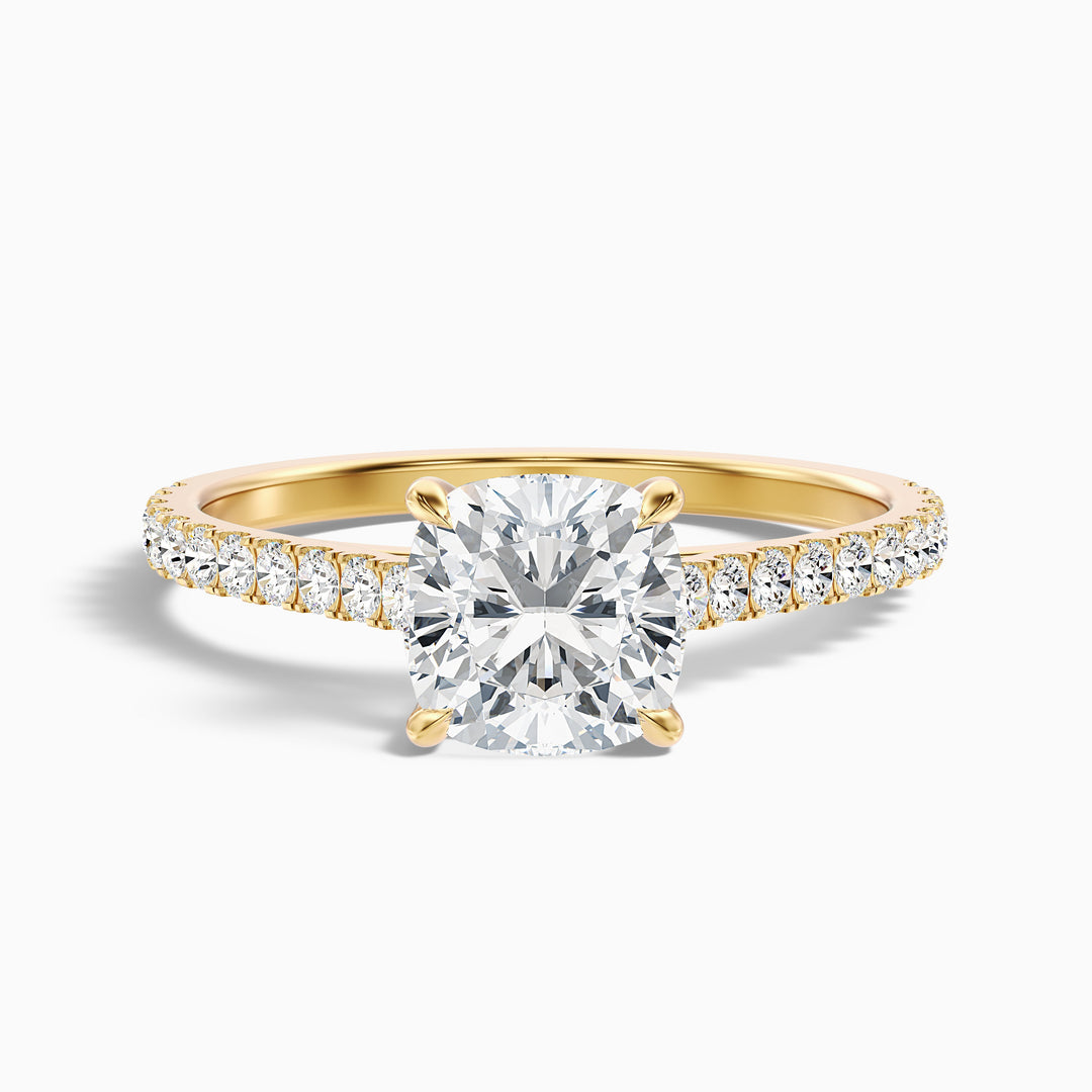 Jessie Cushion Cut Side Stone Pave Lab Grown Diamond Ring
