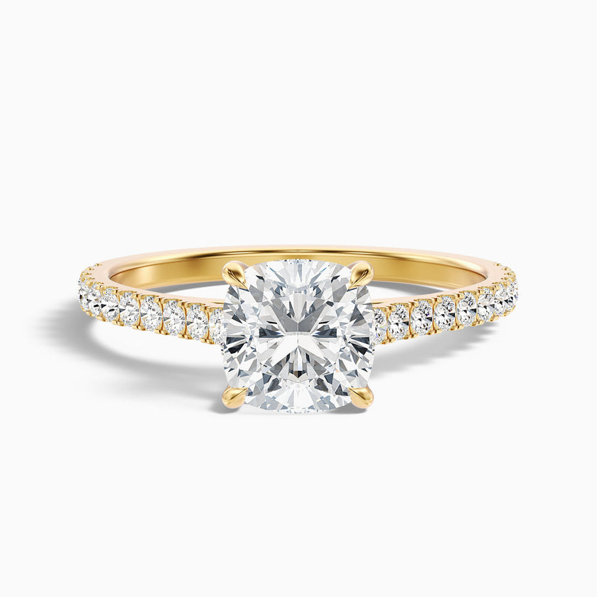 Jessie Cushion Cut Side Stone Pave Lab Grown Diamond Ring