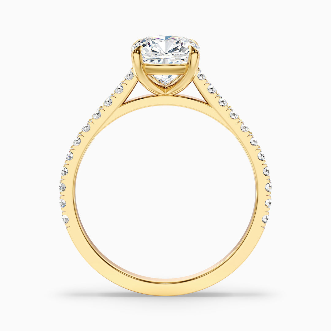 Jessie Cushion Cut Side Stone Pave Lab Grown Diamond Ring