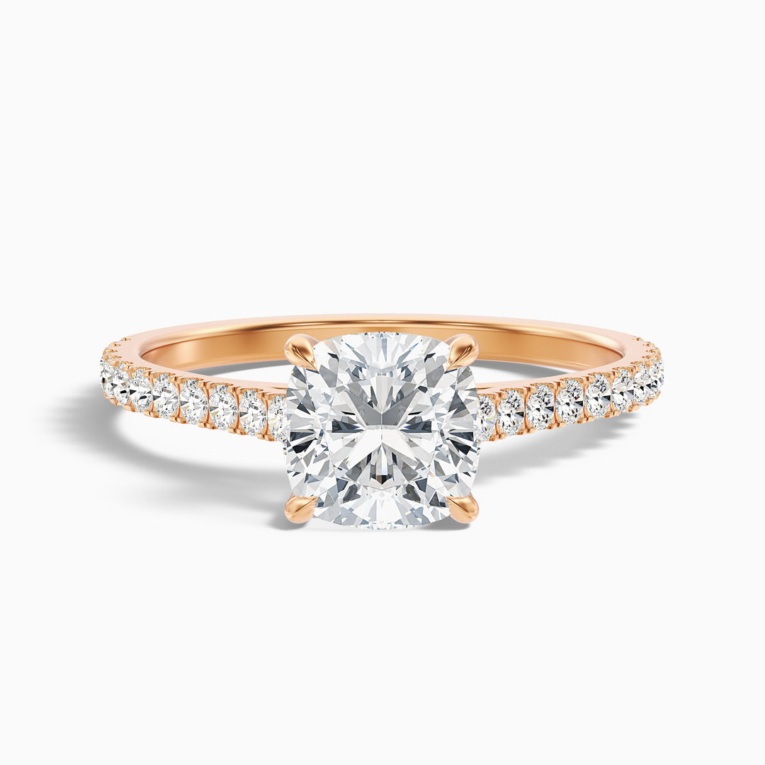 Jessie Cushion Cut Side Stone Pave Lab Grown Diamond Ring