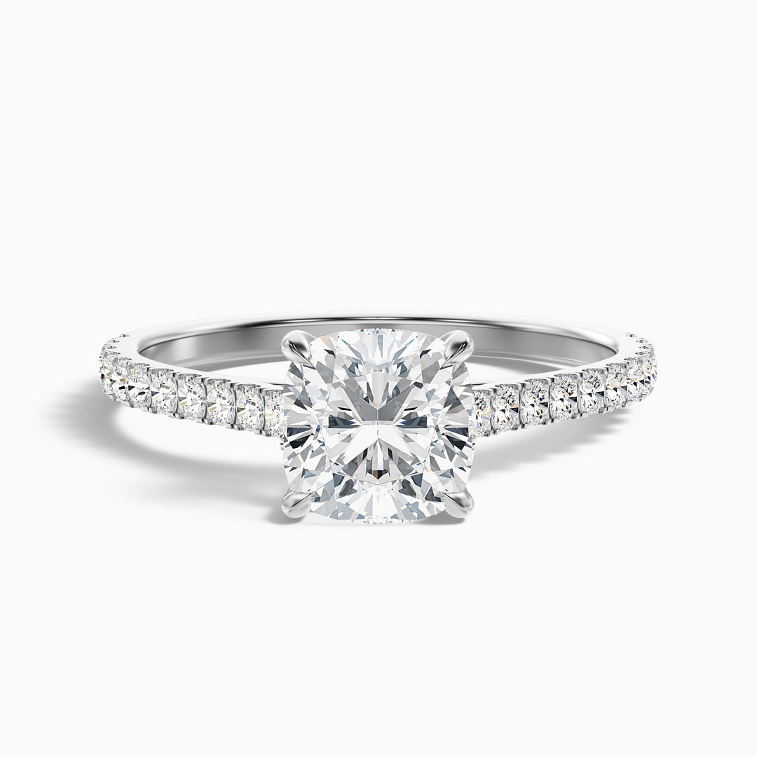 Jessie Cushion Cut Side Stone Pave Lab Grown Diamond Ring