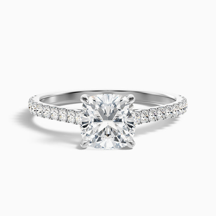 Jessie Cushion Cut Side Stone Pave Lab Grown Diamond Ring