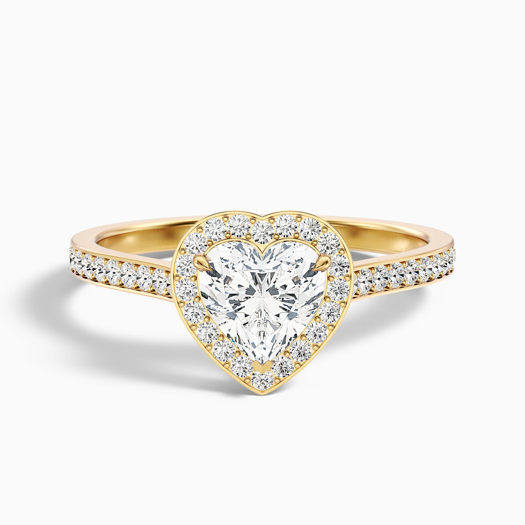 Olympia Heart Shaped Halo Pave Lab Grown Diamond Ring