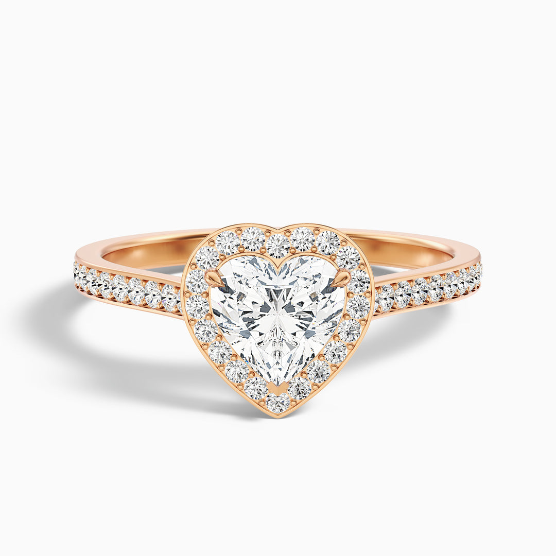 Olympia Heart Shaped Halo Pave Lab Grown Diamond Ring