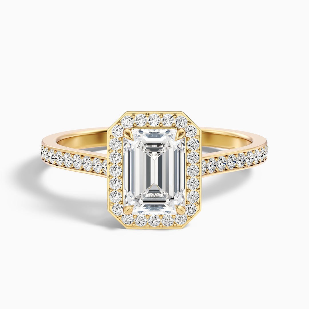 Francis Emerald Cut Halo Pave Lab Grown Diamond Ring