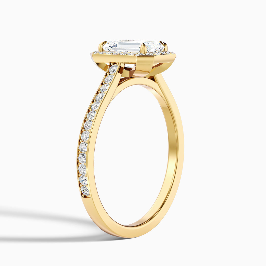 Francis Emerald Cut Halo Pave Lab Grown Diamond Ring