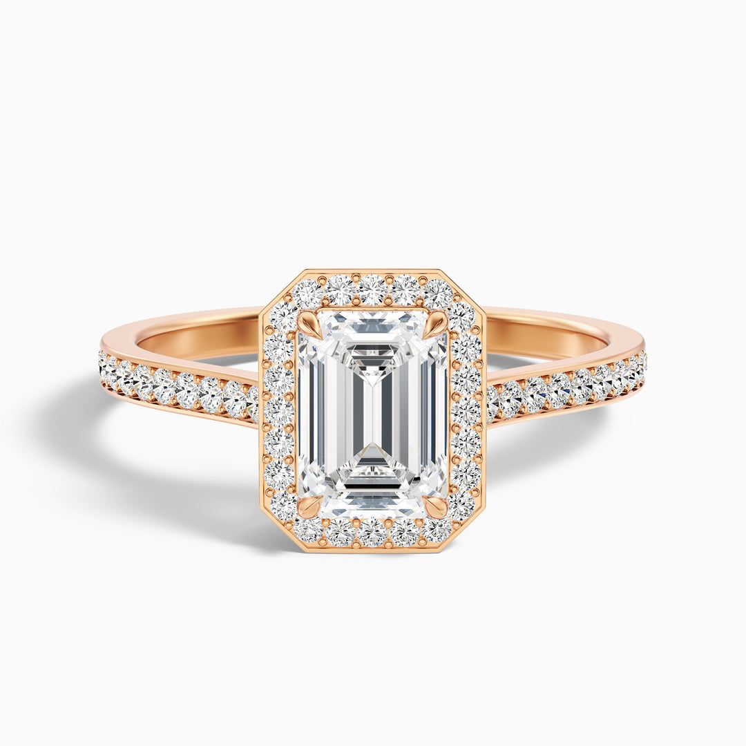 Francis Emerald Cut Halo Pave Lab Grown Diamond Ring