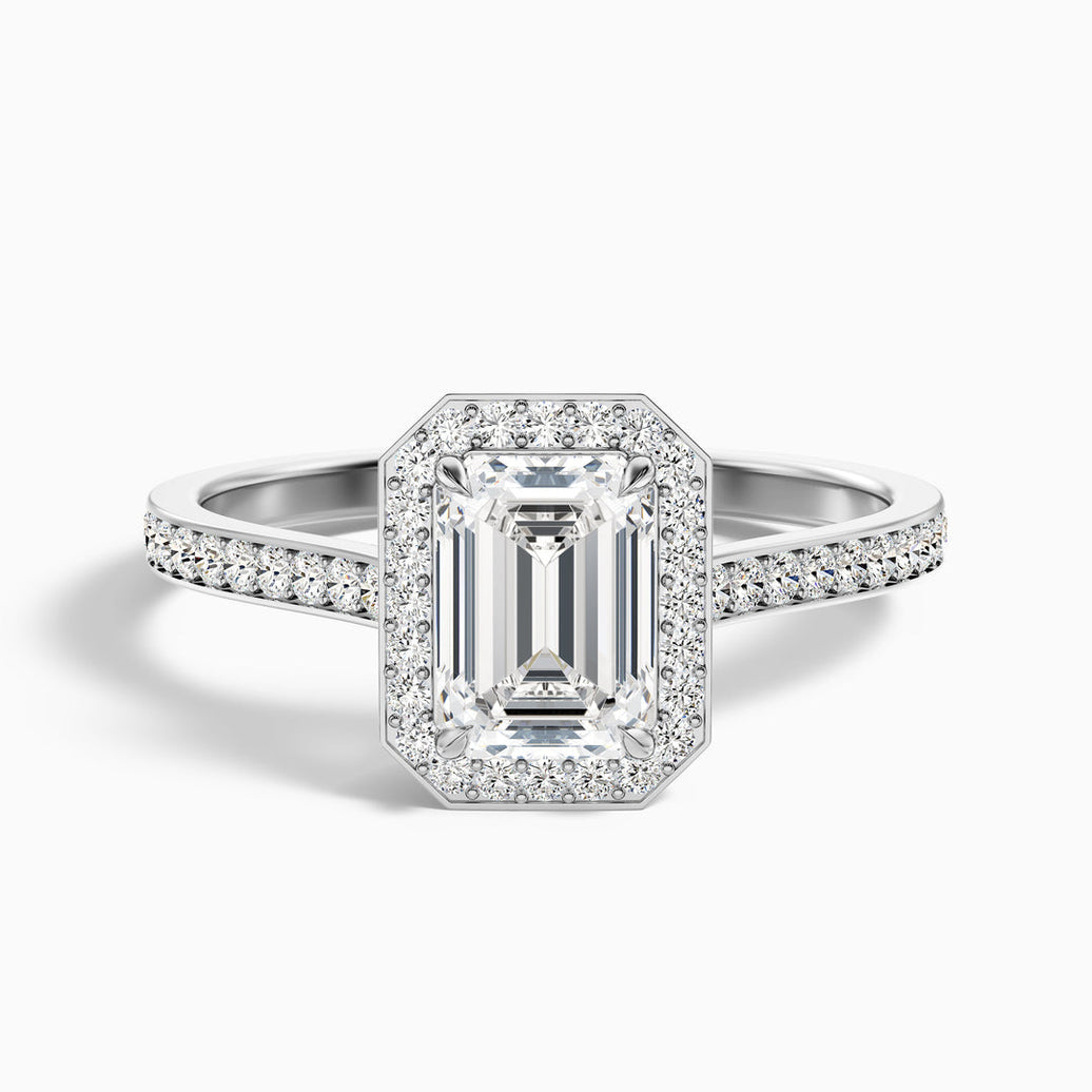 Francis Emerald Cut Halo Pave Lab Grown Diamond Ring