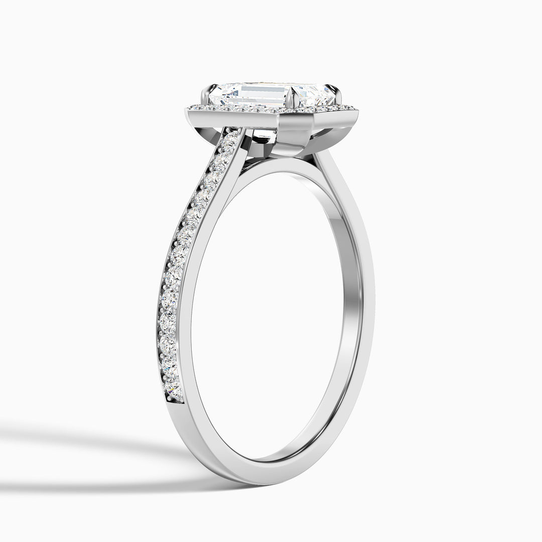 Francis Emerald Cut Halo Pave Lab Grown Diamond Ring