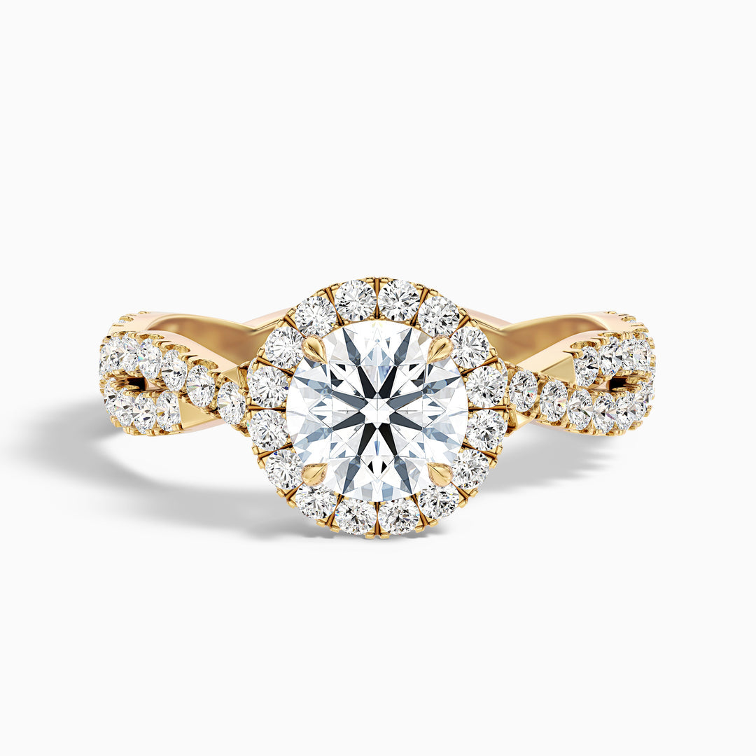 Una Round Cut Halo Twisted Pave Lab Grown Diamond Ring