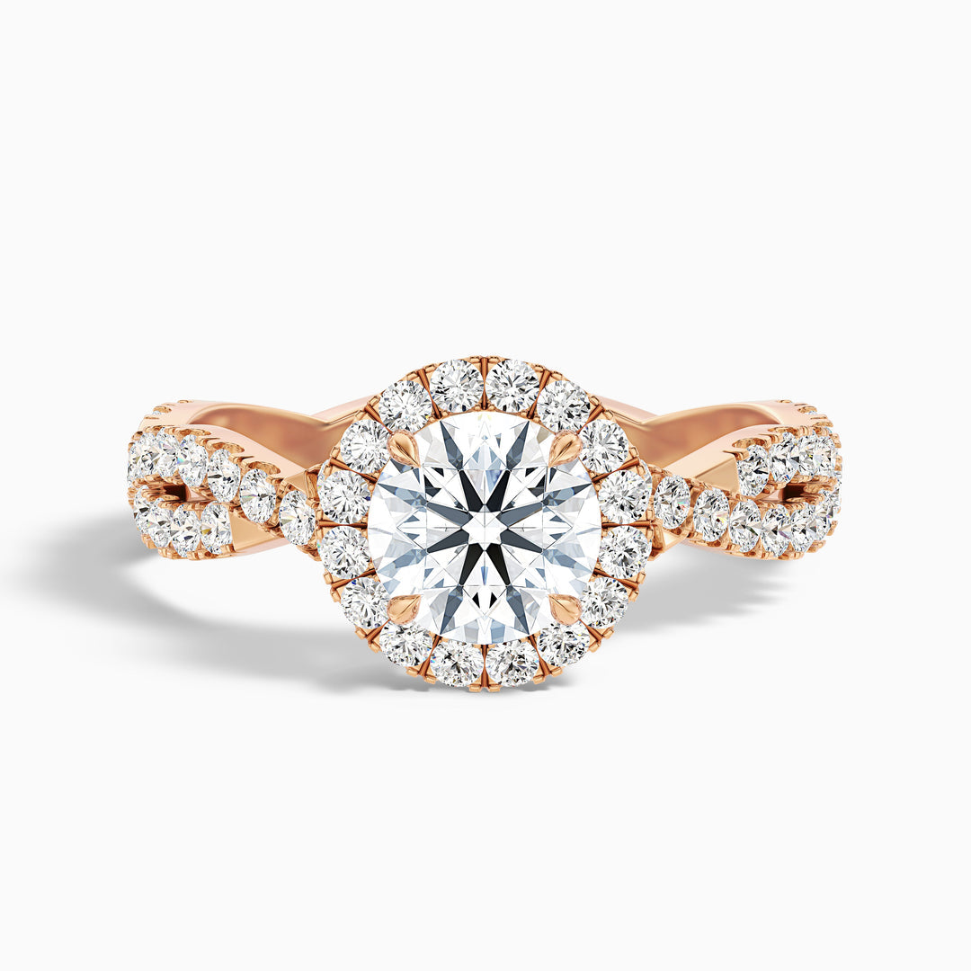 Una Round Cut Halo Twisted Pave Lab Grown Diamond Ring