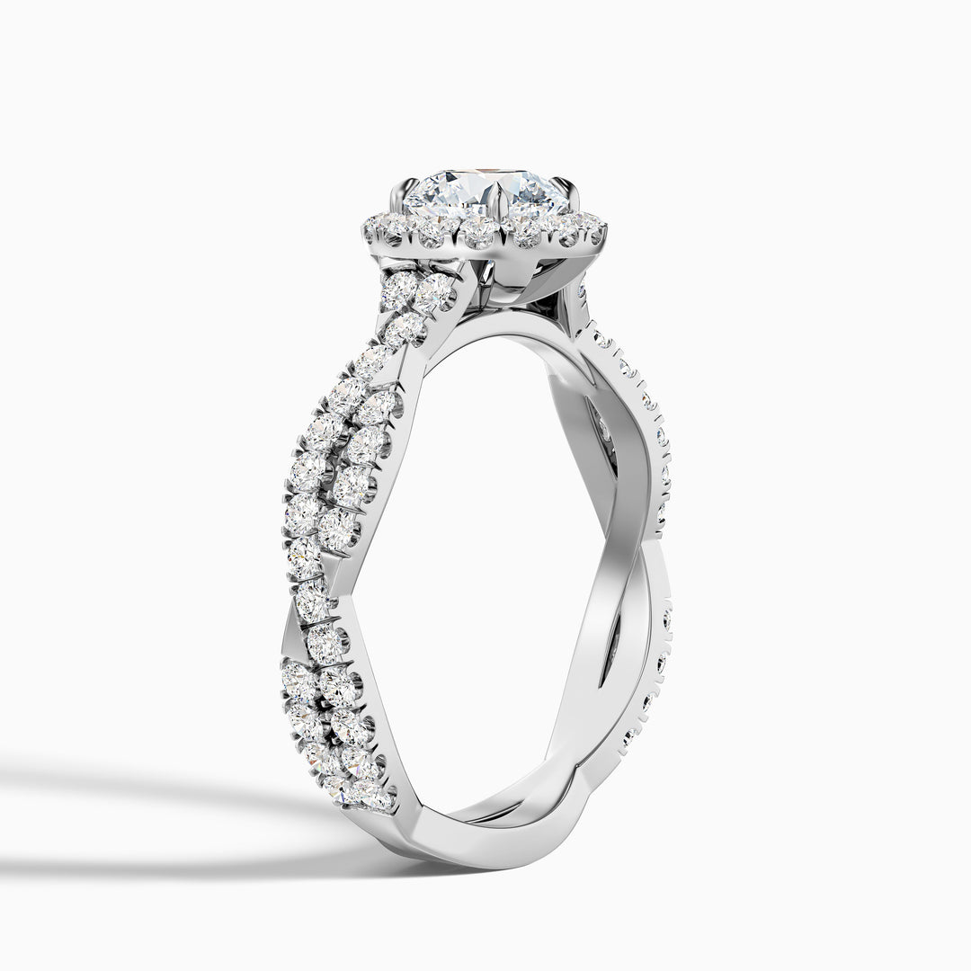 Una Round Cut Halo Twisted Pave Lab Grown Diamond Ring