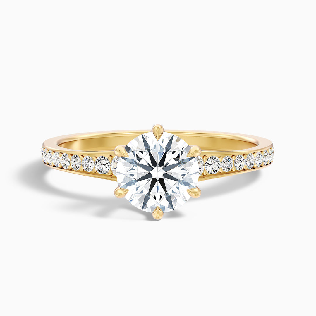 Beatrice Round Side Stone Pave Lab Grown Diamond Ring