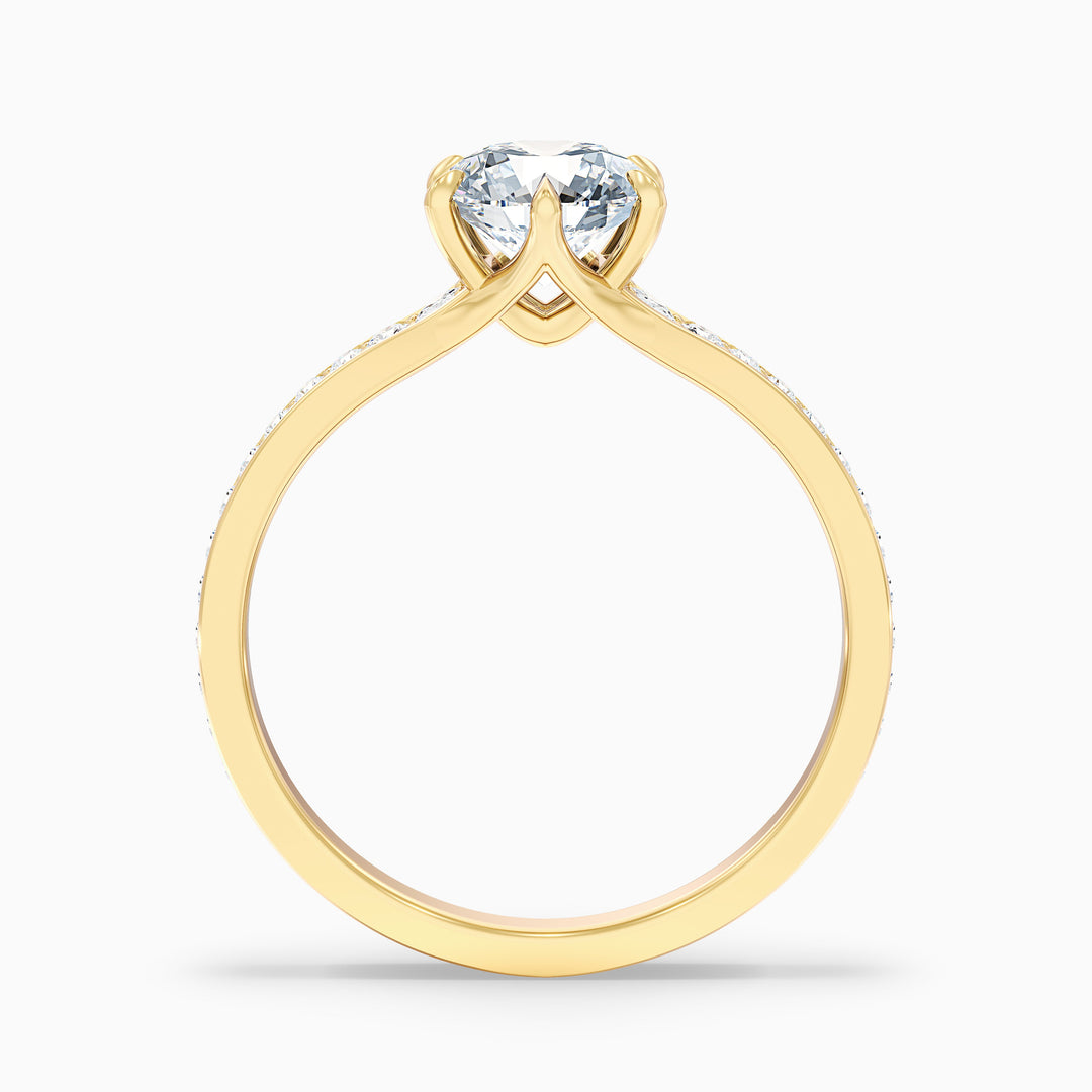 Beatrice Round Side Stone Pave Lab Grown Diamond Ring