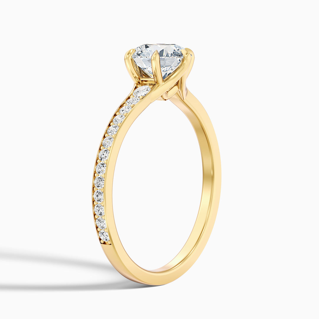Beatrice Round Side Stone Pave Lab Grown Diamond Ring