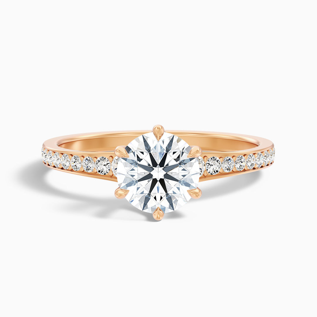 Beatrice Round Side Stone Pave Lab Grown Diamond Ring